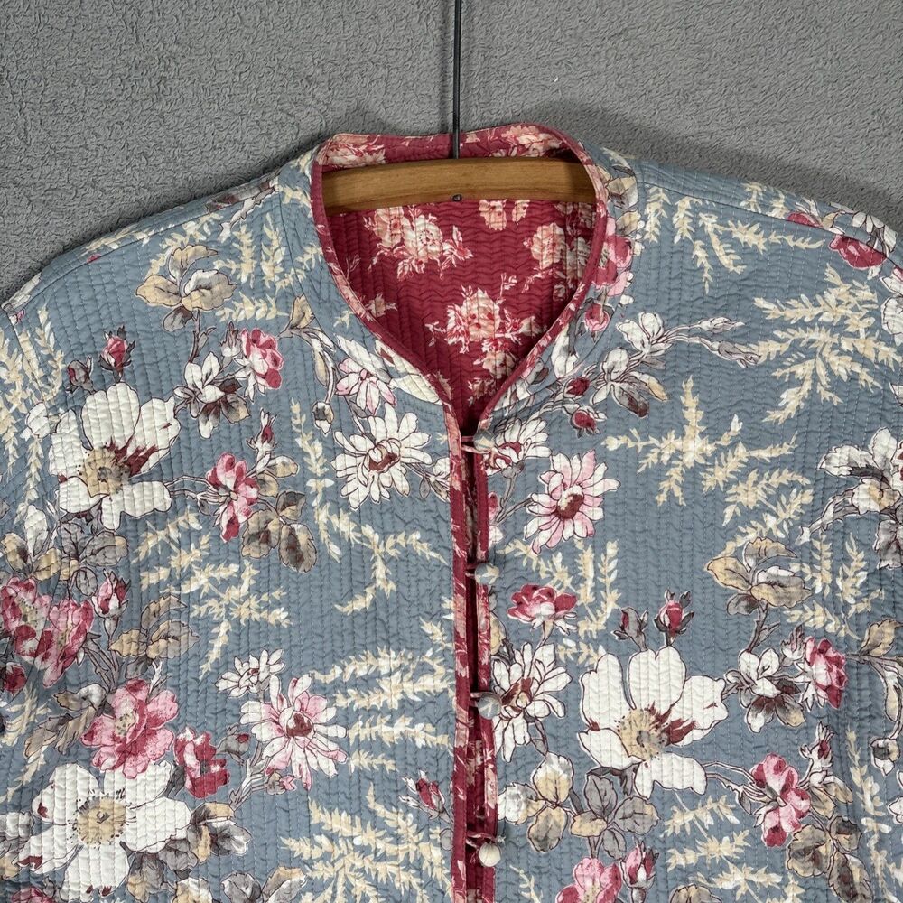 Women's XL Reversible Quilted Jacket Floral Grandmacore Boho Vintage Cottagecore - Picture 7 of 16
